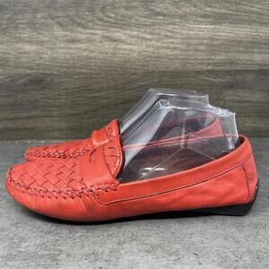 Robert Zur Petra Loafers Womens Size 8 Red Leather Slip On Woven Shoes